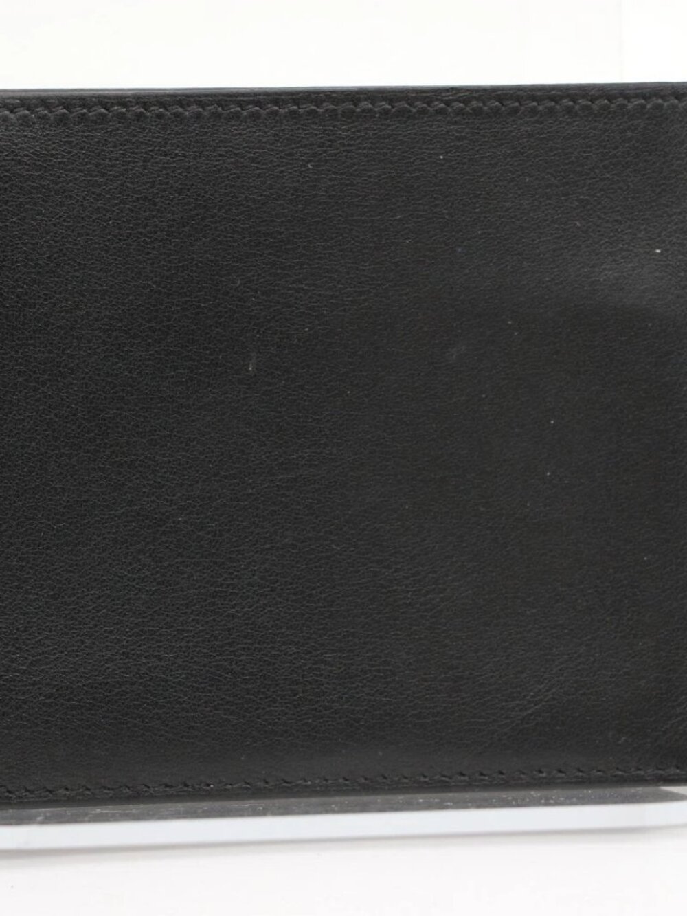 Hermes Citizen Twill Compact Card Billfold Leather Wallet Logo - Black